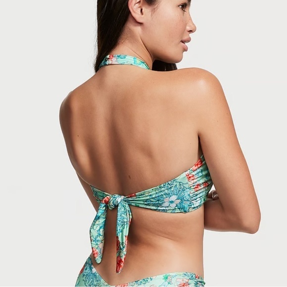 Victoria’s Secret Green Floral Butterfly Halter Bikini High Waisted Cut Out - Picture 4 of 14